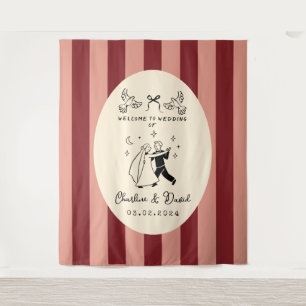 Handgezeichnetes Hochzeits-Willkommensschild mit K Wandteppich