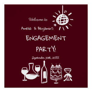Handgezeichnetes Hochzeitsempfangsschild. Poster