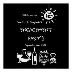 Handgezeichnetes Hochzeitsempfangsschild. Poster