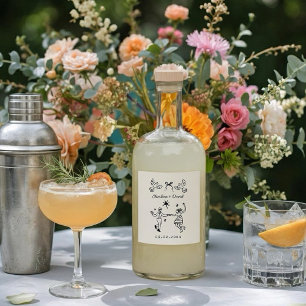 Handgezeichnetes Hochzeitsetikett mit Kritzeleien  Schaumweinetikett