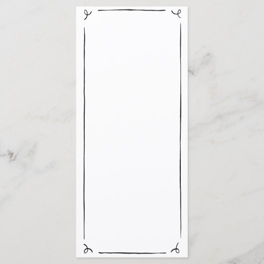 Handgezeichnetes Hochzeitsmenü mit handgeschrieben Menükarte (Rückseite)