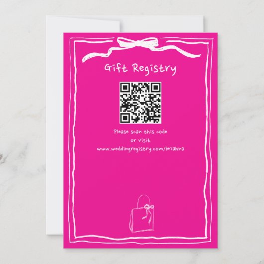 Handgezeichnetes, in Retro-Rosa-Band-Brautparty Einladung (Rückseite)