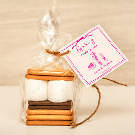 Handgezeichnetes, in Retro-Rosa-Band-Brautparty Geschenkanhänger