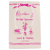 Handgezeichnetes, in Retro-Rosa-Band-Brautparty Mittlere Geschenktüte (Vorderseite)