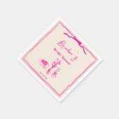 Handgezeichnetes, in Retro-Rosa-Band-Brautparty Serviette (Ecke)