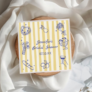 Handgezeichnetes italienisches Lemon Brautparty Na Serviette