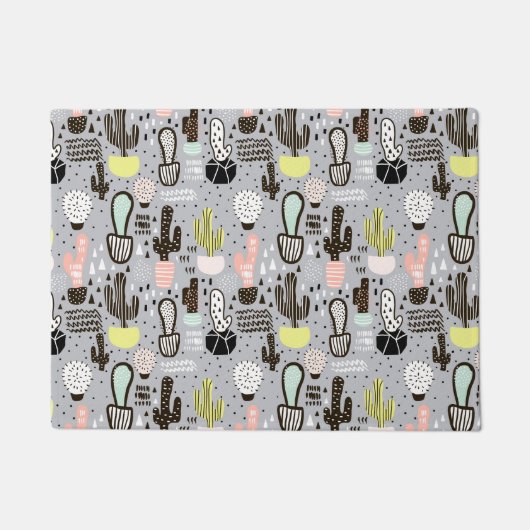 Handgezeichnetes Kakteen-Muster Fußmatte (Vorderseite)
