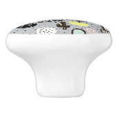 Handgezeichnetes Kakteen-Muster Keramikknauf (Seitenansicht)