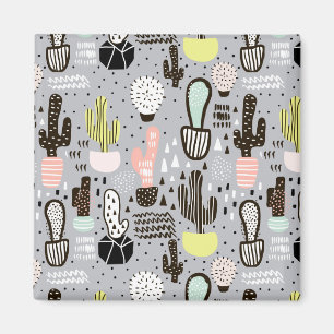 Handgezeichnetes Kakteen-Muster Magnet