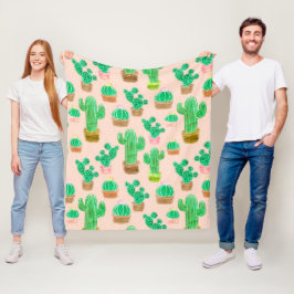 Handgezeichnetes Kaktusmuster Fleecedecke