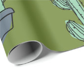 Handgezeichnetes Kaktusmuster Geschenkpapier (Rolleneckpunkt)