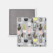 Handgezeichnetes Kaktusmuster Magnet (Vorderseite/Rückseite)