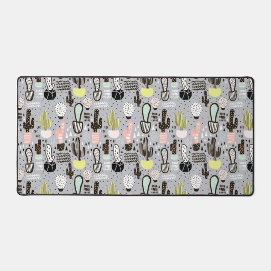Handgezeichnetes Kaktusmuster Schreibtischunterlage (Vorderseite)