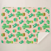 Handgezeichnetes Kaktusmuster Sherpadecke (Vorderseite (Horizontal))