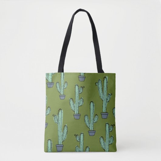 Handgezeichnetes Kaktusmuster Tasche (Vorderseite)