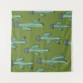 Handgezeichnetes Kaktusmuster Wandteppich (Vorderseite (Horizontal))