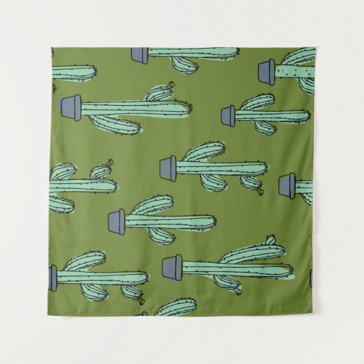 Handgezeichnetes Kaktusmuster Wandteppich (Vorderseite (Horizontal))