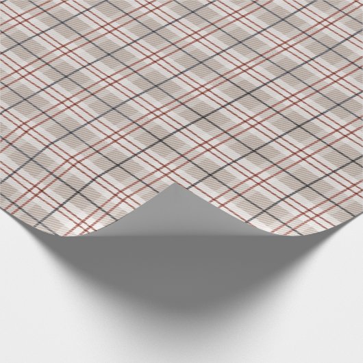 Handgezeichnetes Kariertes Muster in Beige Geschenkpapier (Ecke)