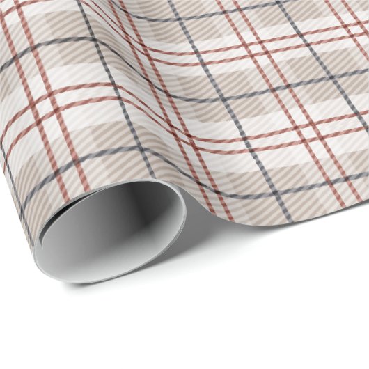 Handgezeichnetes Kariertes Muster in Beige Geschenkpapier (Rolleneckpunkt)