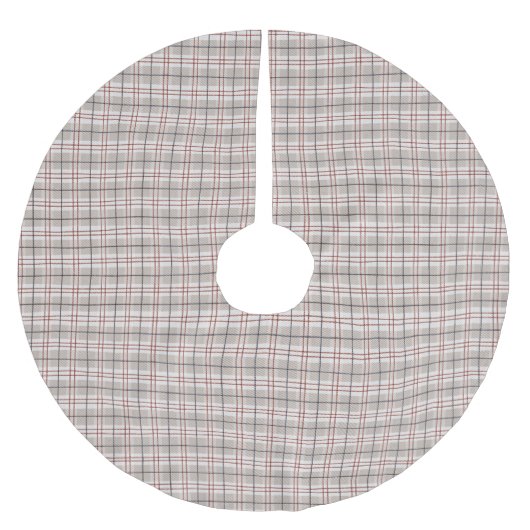 Handgezeichnetes klassisches Beige Kariertes Tarta Polyester Weihnachtsbaumdecke (Vorderseite)