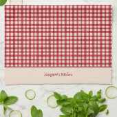 Handgezeichnetes Klassisches Rotes Gingham Name We Geschirrtuch (Gefaltet)