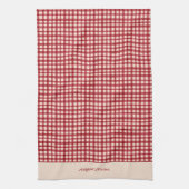 Handgezeichnetes Klassisches Rotes Gingham Name We Geschirrtuch (Vertikal)