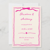 Handgezeichnetes, knabriges, rosa Band Save The Date (Vorderseite)