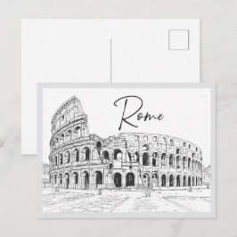 Handgezeichnetes Kolosseum Rom Italien Wahrzeichen Postkarte