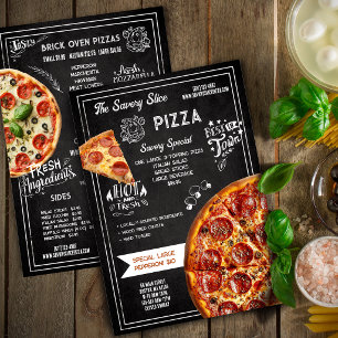 Handgezeichnetes Kreidetafel-Pizzeria-Menü Menükarte
