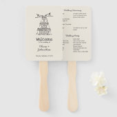 Handgezeichnetes Kritzel Hochzeitsprogramm Fächer (Vorne und Hinten)