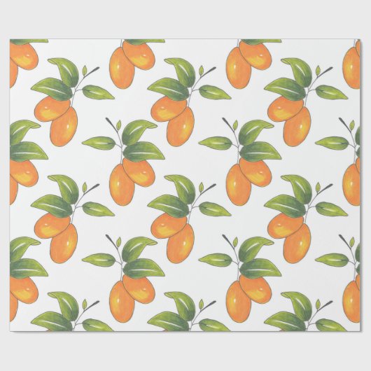 Handgezeichnetes Kumquats-Muster Geschenkpapier (Flach)