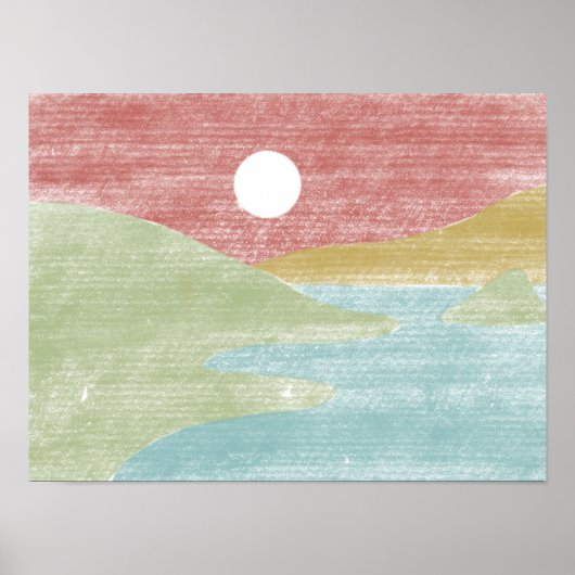 Handgezeichnetes Landschaftspopster Poster (Vorne)