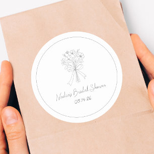 Handgezeichnetes Lässiges florales Cooles Brautpar Runder Aufkleber