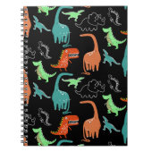 handgezeichnetes, leuchtendes Dinosaurier-Muster d Notizblock (Vorderseite)
