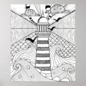 Handgezeichnetes Leuchtturm Doodle 2 Poster (Vorne)