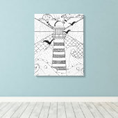 Handgezeichnetes Leuchtturm Doodle 6 Leinwanddruck (Insitu (Holzboden))