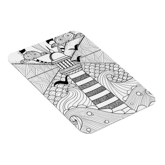 Handgezeichnetes Leuchtturm Doodle Magnet (Rechte Seite)