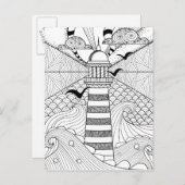 Handgezeichnetes Leuchtturm Doodle Postkarte (Vorne/Hinten)