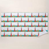 Handgezeichnetes Leuchtturm Strandtuch (Vorderseite)