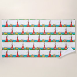 Handgezeichnetes Leuchtturm Strandtuch