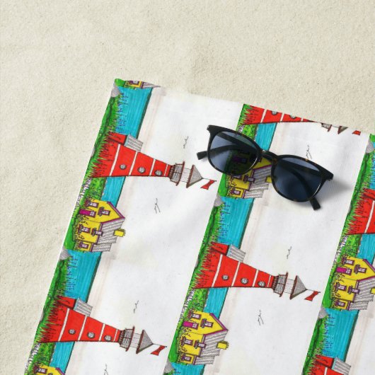 Handgezeichnetes Leuchtturm Strandtuch (Beispiel)