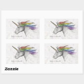 Handgezeichnetes magisches Einhorn. Glaube an Wund Rechteckiger Aufkleber (Blatt)