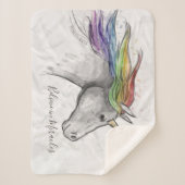 Handgezeichnetes magisches Einhorn. Glaube an Wund Sherpadecke (Vorderseite)