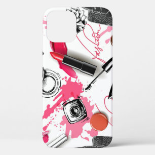 Handgezeichnetes Make-up, vintagegrafisches Muster Case-Mate iPhone Hülle