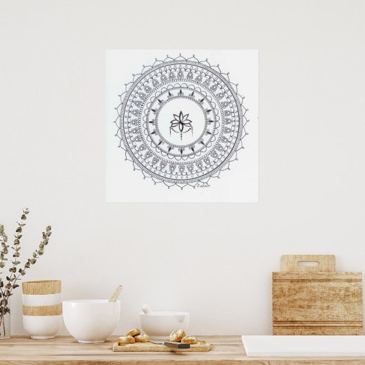 Handgezeichnetes Mandala-Poster zum Einfärben Poster (Küche)