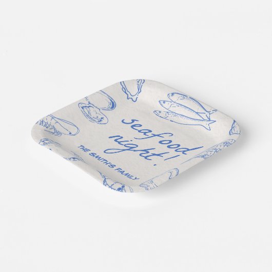 Handgezeichnetes Meeresfrüchte Night Party Pappteller (Gewinkelt)