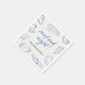 Handgezeichnetes Meeresfrüchte Night Party Serviette (Ecke)