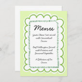 Handgezeichnetes Menü "Scallop Edge Wavy Green Bor Menükarte (Vorne/Hinten)