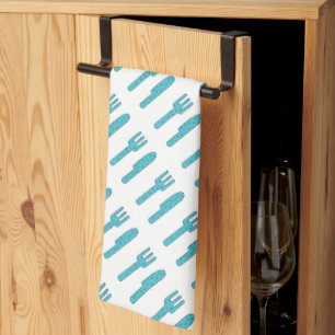 Handgezeichnetes Messer und Gabel Küchentuch