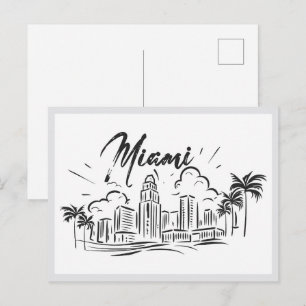 Handgezeichnetes Miami Florida USA Postkarte